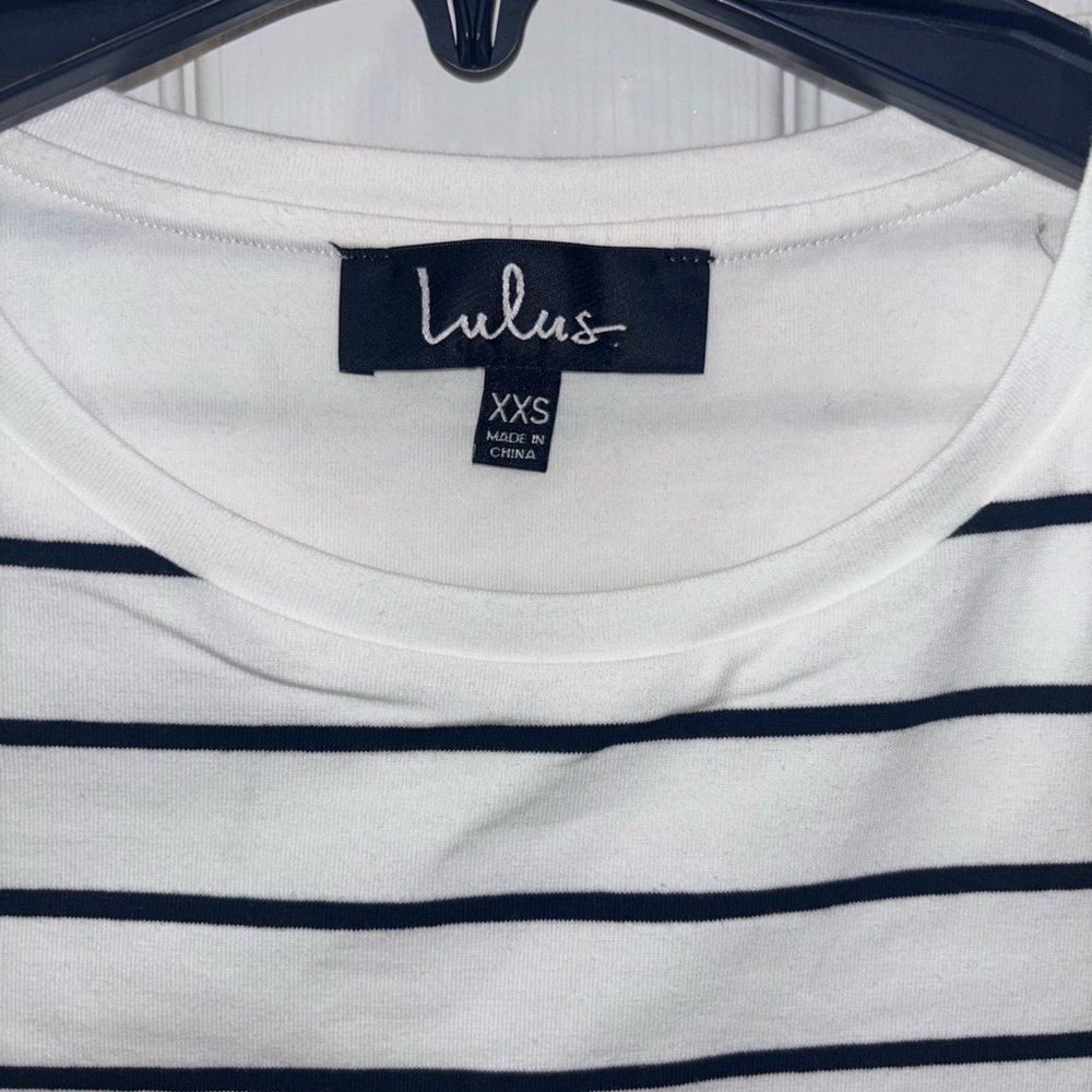 Lulus Cafe Society black and cream striped t-shirt dress SZ XXS - Picture 3 of 9